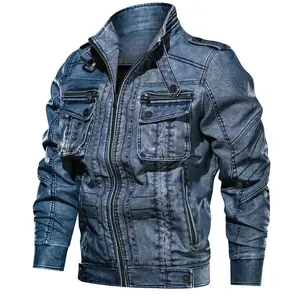 Veste en jean de travail personnalisée pour hommes, poches poitrine, tissu en coton épais, look vintage, surpiqûres contrastées, boutons métalliques, haut de gamme - Product Image 1
