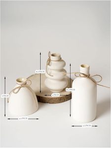 Florero Moderno de Cerámica Blanca, Florero de Porcelana para Mesa, Recipiente Decorativo Minimalista para Sala de Estar o Bodas - Product Image 6