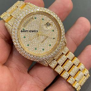 Montre de luxe bicolore sertie de moissanite avec cadran et bracelet en diamant hip-hop VVS1 - Product Image 3