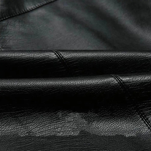 Vintage Desgastado Hombres Full Zip Jacket Cuero y Lona Estilo Motocicleta - Product Image 6