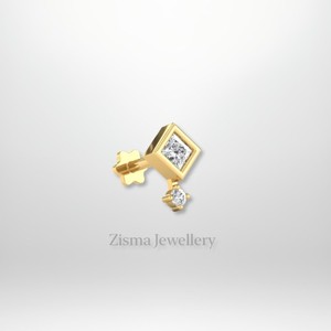 Boucles d'oreilles princesse et diamant rond de qualité supérieure bijoux de piercing en or massif 14 carats diamants naturels cultivés en laboratoire en gros - Product Image 3