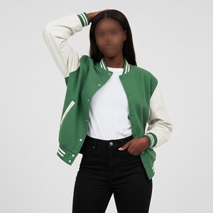 Veste universitaire matelassée pour femme personnalisée à deux tons, détail en peau de mouton, broderie en chenille respirante, coton écologique, chaude - Product Image 3