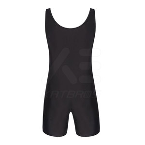 KATBROS Maillot de lutte pour homme, noir et bleu, col en V, sans manches, ajusté, en Spandex et Polyester, respirant et anti-humidité - Product Image 2