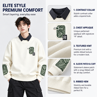 Pull en maille deux pièces pour homme FNJIA en polyester et élasthanne, doublé polaire et rembourré, décontracté, hiver, fabricant