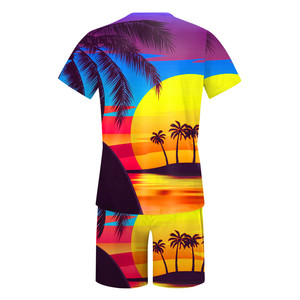 ชุดเสื้อยืดฮาวายและกางเกงขาสั้นสำหรับผู้ชายชุดชายหาดพิมพ์ลายซับลิเมชัน2ชิ้นสำหรับฤดูร้อน - Product Image 3