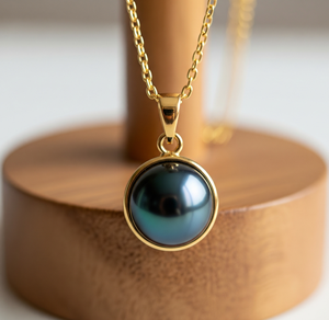 Chaîne délicate en argent Sterling 925 tenue quotidienne bohème perle noire naturelle forme ronde pendentif lunette réglage cristal de guérison - Product Image 3