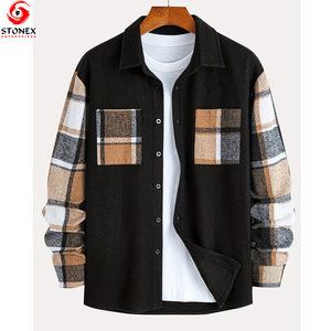 Camisa a cuadros vintage personalizada para hombre, camisa de franela de algodón informal de manga larga con botones para uso diario, precio al por mayor - Product Image 1