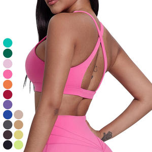Wholesale Cross <b>Back</b> Fitness Bra Sex Gym Yoga Wear Custom Logo <b>Women</b> Elastic Soft Compression Cross Adjustable <b>Back</b> Sports Bra - Product Image 5