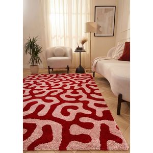 Alfombra moderna Joli Doodle roja y rosa de Netline Home - Product Image 2