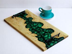 ESTAS BANDEJA CUADRADA DE RESINA EPOXI DE MADERA Fabuloso diseño decorativo para servir comida en restaurantes de cocina Uso doméstico - Product Image 6
