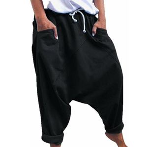2024 Hot Selling High Quality Men's <b>Drop</b> <b>Crotch</b> Sweatpants Wide Leg 100% Cotton Black Breathable Windproof Quick Dry - Product Image 1