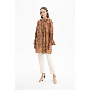 Túnica Bohemia Bordada con Lazos para Mujer - Blusa Asimétrica de Gasa para Oficina - Product Image 2
