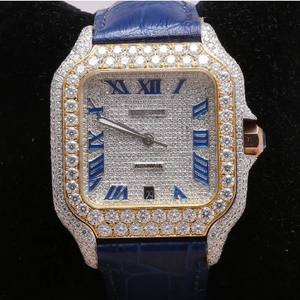 Luxury Miyota Automatic Mechanical Blue Rubber Strap Sports <b>Watch</b> VVS Moissanite Diamonds Stainless Steel Case Analog <b>Smart</b> - Product Image 1
