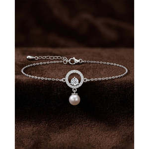 Bracelet chaîne ajustable en argent, perle Dante, or 14 carats, rhodium, diamant, or rose, tendance, religieux, en forme de cœur, pour cadeau de fête - Product Image 2