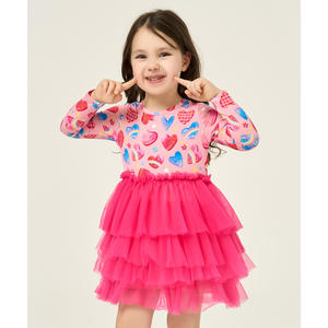 ชุดเดรสผ้าทูลแขนยาวลายดอกไม้ทรงเอไลน์สำหรับเด็กผู้หญิงวัยเตาะแตะ สวมใส่สบาย เอวเข้ารูป - Product Image 5