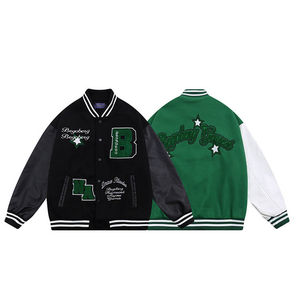 Low MOQ Wholesale Manufacturer High Quality Embroidery Leather Sleeves Custom Logos Letterman Varsity <b>Jackets</b> for <b>Men</b> - Product Image 1
