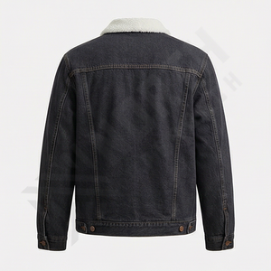 Veste en jean courte personnalisée de haute qualité, style décontracté d'hiver, col montant, logo frontal, style de veste tendance - Product Image 2