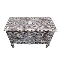 Nouvelle conception de commode à tiroirs en incrustation d'os, motif floral multicolore, dessus de table en incrustation d'os/nacre, commode à tiroirs à prix bas