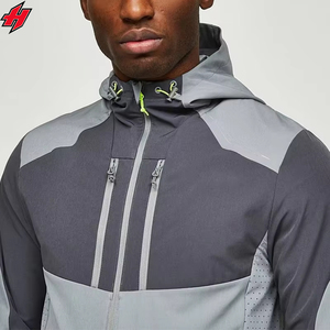 Ropa de calle cortavientos de retazos con cremallera, chaqueta de nailon y pantalones de nailon, conjuntos de gimnasio para correr, chándales cortavientos de diseño personalizado - Product Image 4