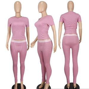 Logotipo personalizado Loungewear Mujeres Conjuntos Ropa de gimnasio Ropa de mujer Activewear Venta 2 piezas al por mayor conjunto de las mujeres - Product Image 4