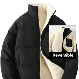 Veste réversible pour homme personnalisable OEM, tissu en laine, capuche, haute qualité, logo personnalisé, veste d'hiver - Product Image 1