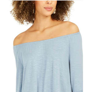 Style & Co Top da Donna Extra Large con Spalle Scoperte e Maniche a Campana in Chiffon Floreale con Colletto Alto Blu, Abito Formale-Casual - Product Image 2