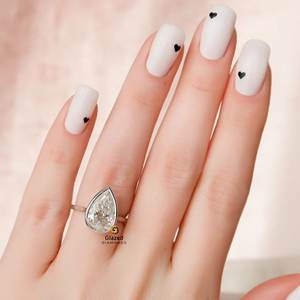 เซ็ตแหวนหมั้นเพชรโมอิส5ลูกแพร์แบบซ่อนแหวนสำหรับผู้หญิงสีทองขาวดูคลาสสิก - Product Image 1