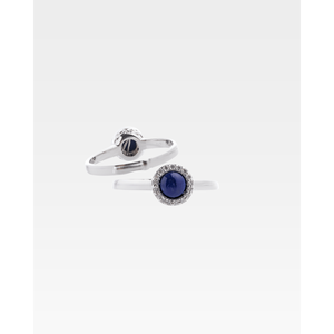 Bague en pierres précieuses fines plaquée rhodium - Bijoux géométriques vintage bohèmes en agate - Product Image 1