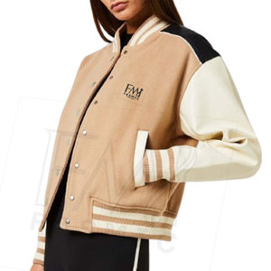 Hecho en lana de alta calidad cuerpo cuero mangas Crop Letterman chaqueta para personalizado Chenille bordado Letterman chaqueta - Product Image 3