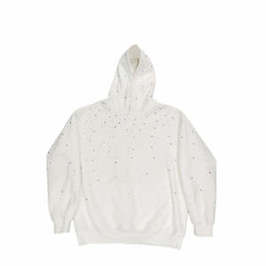 Nueva moda Otoño Invierno sólido estampado en caliente bordado lavado 100% algodón Diamante tachonado cuello manga larga diamantes de imitación hombres - Product Image 5