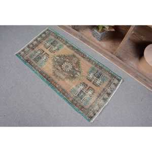 Turkish 1.7x3.3 ft Rug, Small Vintage Rug, <b>Brown</b> Animal Print <b>Wool</b> Rug - Product Image 3