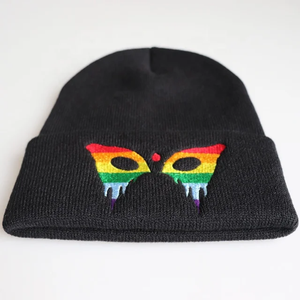 Sombrero de lana de punto bordado de dibujos animados de Anime para Otoño Invierno gorros cálidos Gengar para Navidad Halloween Pascua Día de San Valentín - Product Image 5