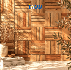 Outdoor <b>Interlocking</b> Wooden Deck <b>Tiles</b> – Natural Wood | 30x30cm Modular <b>Flooring</b> - Product Image 4