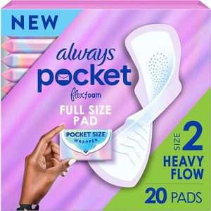 Serviettes Always Pocket Flexfoam, taille 2, épaisses, avec ailes, 20 unités - Product Image 1