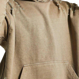 เสื้อมีฮู้ดผ้าฝ้ายสำหรับผู้ชายโอเวอร์ไซส์ชายเสื้อครอปโบซี่ซักวินเทจ - Product Image 4