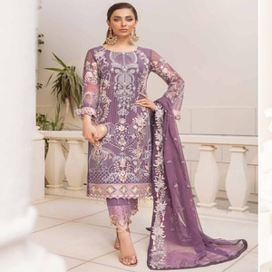 Ramsha 3 piezas gasa indio pakistaní estilo Salwar vestido de novia largo Chevron diseño fiesta desgaste venta entera - Product Image 5