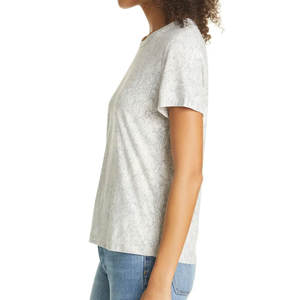 T-shirt en coton personnalisé pour femme, streetwear décontracté, coupe classique, couleur unie, patchwork, broderie, doux, respirant, usine OEM ODM - Product Image 3