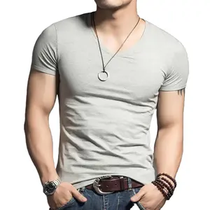 Latest Design 2024 Casual Tops Men T Shirt Fitness T-shirts Mens V neck Man T-shirt For Male Tshirts Plus Size