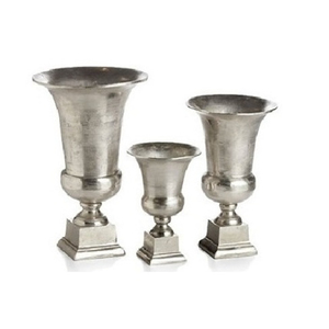 Ensemble de 3 vases à fleurs en métal argenté antique moderne pour intérieur ou extérieur Vase de table bien poli pour espace traditionnel ou cadeau - Product Image 3