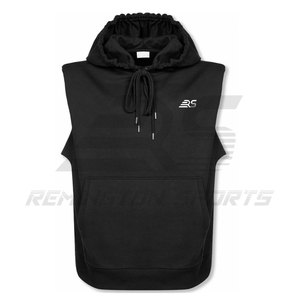 Pakistan Made hommes sans manches à capuche couleur unie Top qualité personnalisé hommes sans manches à vendre - Product Image 4