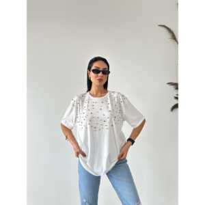 T-shirt en jersey 100% coton respirant et orné de strass étincelants - Product Image 5