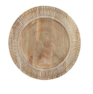 Placa de cargador de madera Diseño simple redondo Hecho a mano Color natural Plato de vajilla Placa de cargador de madera Venta más vendida - Product Image 2