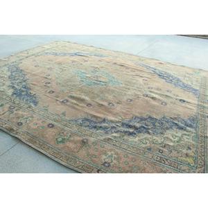 Alfombra Turca, Alfombra Extra Grande de 12.6x9.7 pies, Alfombra con Diseño de Plantas y Árboles Azules - Product Image 3