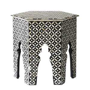 Armario de almacenamiento de madera antiguo moderno hecho a mano al por mayor ecológico negro comedor hogar entrada decoración hueso mopa incrustaciones para Diwali - Product Image 1