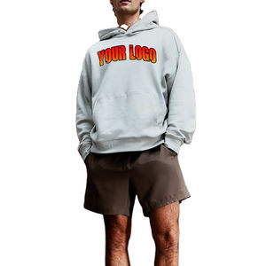 Sudadera con Capucha de Invierno para Hombre, Talla Grande, con Logotipo Personalizado, 100% Algodón, Forro Polar, Color Gris - Product Image 1