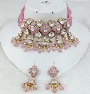 Conjunto de Gargantilla italiana Meenakari Moissanite para mujer, Gargantilla tradicional india de lujo, conjunto de collar perfecto para bodas, festivales - Product Image 4