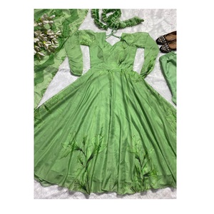 ชุดกาวน์ยี่ห้อ Anarkali ดีไซน์เนอร์ระดับพรีเมียมพิมพ์ลายดิจิทัลชุดผ้าไหมออร์แกนซ่าทันสมัยพิมพ์ลายสำหรับตกแต่ง - Product Image 6