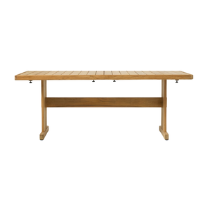 Ensemble de salle à manger d'extérieur moderne en teck massif de qualité supérieure pour 8 personnes avec fauteuils rembourrés et table rectangulaire large à pieds en T pour patio et jardin - Product Image 2