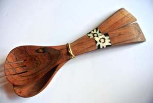 Serveur à salade en bois d'acacia et manche en résine pour servir la salade Serveur à salade nouveau design en vente complète d'accessoires de cuisine - Product Image 6