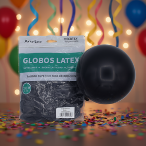 Globos de Látex Party Love de 25cm, Negros R10, Bolsa de 50 Unidades para Decoración - Product Image 3